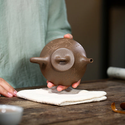 Bamboo Carved Handmade Tea Pot Real Yixing Zisha Clay Pot Tea Shipiao Pot Marked