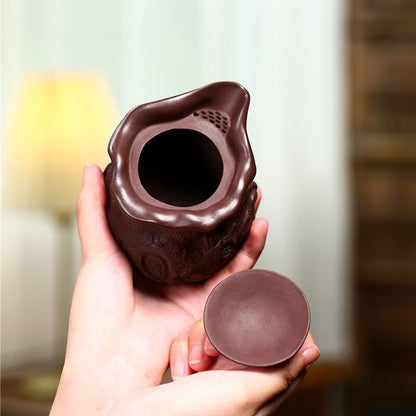 Tea Pot Real Yixing Zisha Purple Clay 14 Infuser Holes Ganoderma Lucidum Design