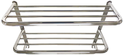Silver 2-Tier Wall Mount Towel Rack w/ Towel Bar & Hooks, Wall Mount 22"×8"×17"