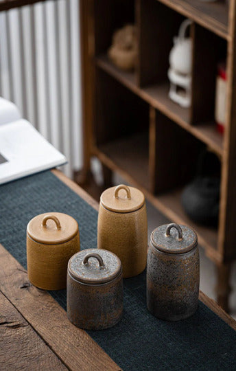 Coarse Pottery Ceramic Tea Canisters Tea Jar Storage for Tea