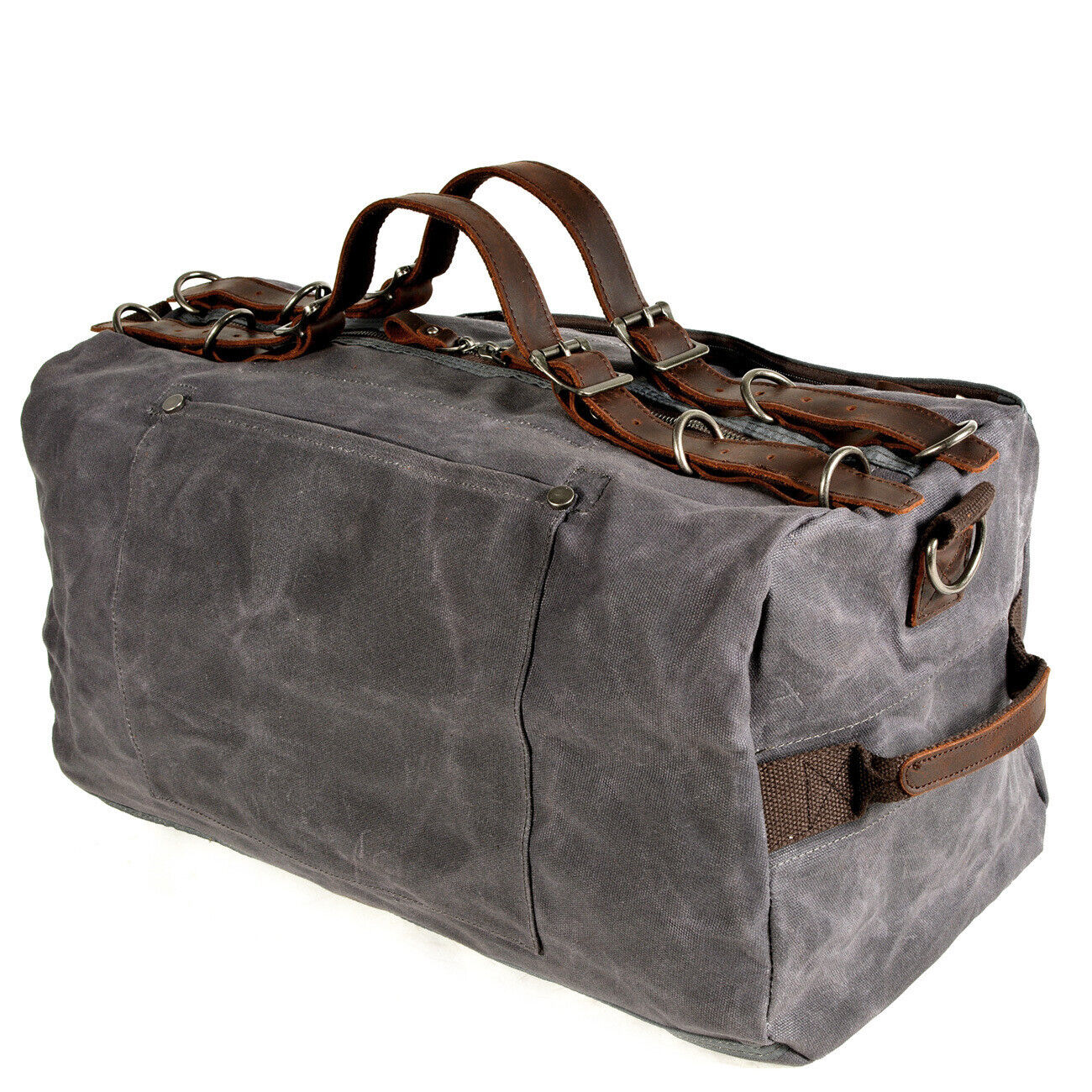 Vintage Water Resistant Wax Canvas Duffel Travel Overnight Weekend Gym Carry Bag