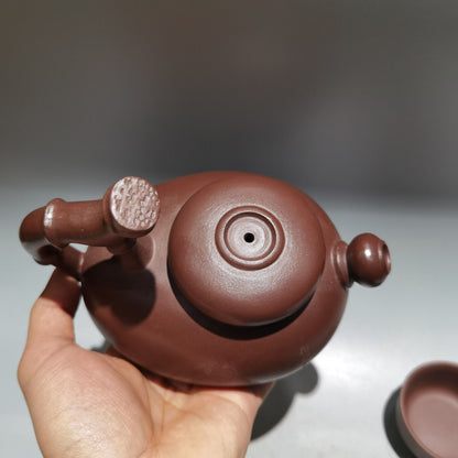 Chinese Yixing Zisha Clay Handmade Exquisite Teapot （竹节套壶 底款：顾景舟)