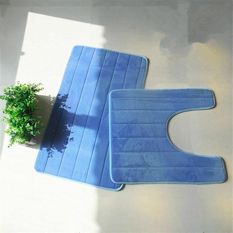 3Pcs/Set Memory Foam Bath Mat Modern Floor Anti-Slip Bathroom Rug Kitchen Carpet