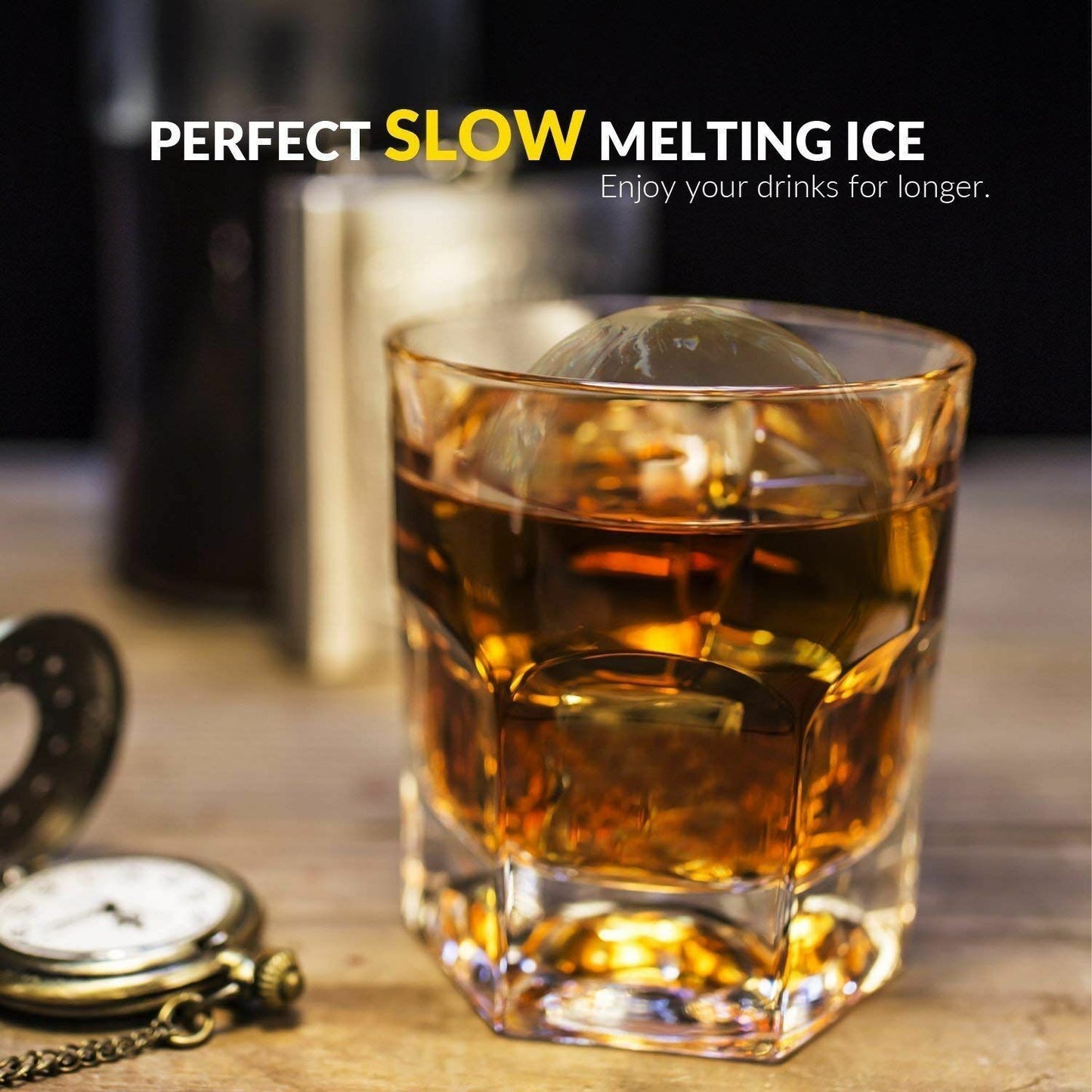 Crystal Clear Ice Ball Maker Spherical Whiskey Tray Bubble-Free Cavity 2.35 Mold