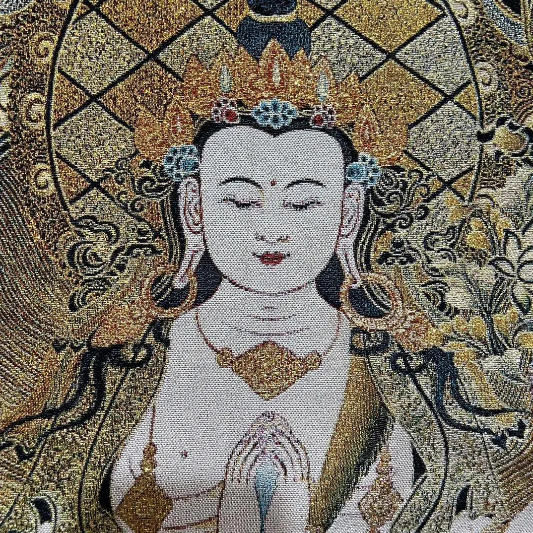35" Tibetan Buddhism Embroidery Four-armed Guanyin Buddha Thangka Worship Hall