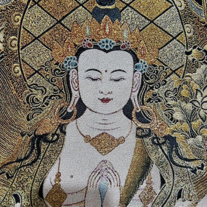 35" Tibetan Buddhism Embroidery Four-armed Guanyin Buddha Thangka Worship Hall
