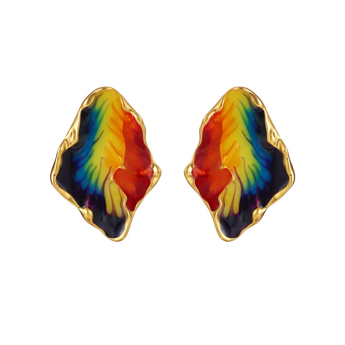 Enamel Colored Van Gogh Serie Oil Painting Personalized Design Classical Earring