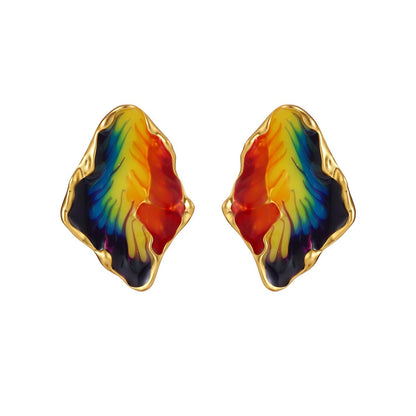 Enamel Colored Van Gogh Serie Oil Painting Personalized Design Classical Earring