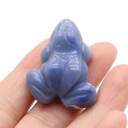Frog Statue Figurine Natural Stones Hand Carved Ornament Healing Crystal 30x38mm