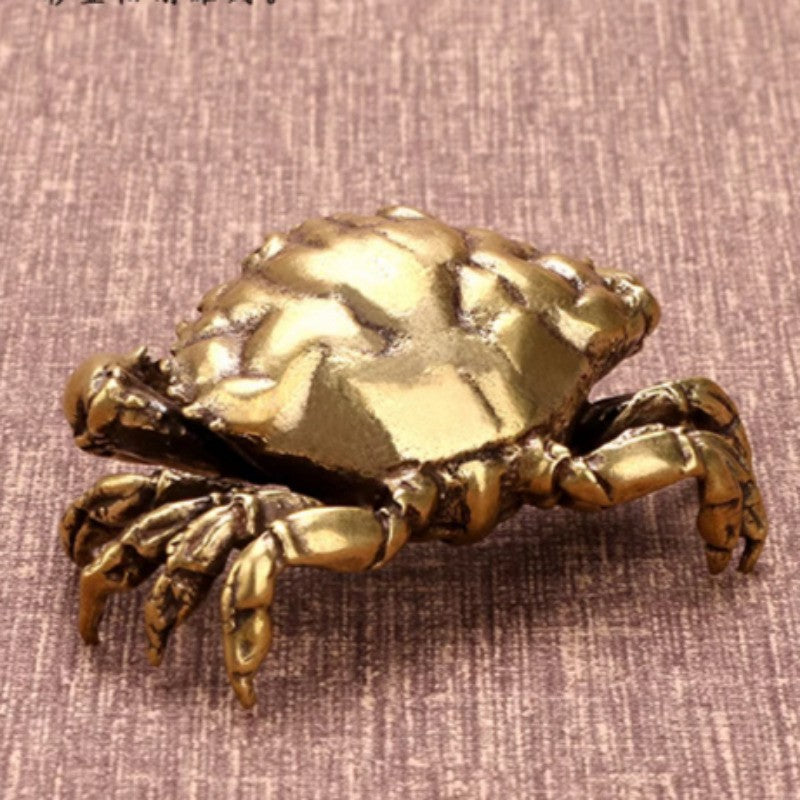 7.1cm Archaizing Bronze Ware Solid Brass Crab Small Ornament Copper Decoration