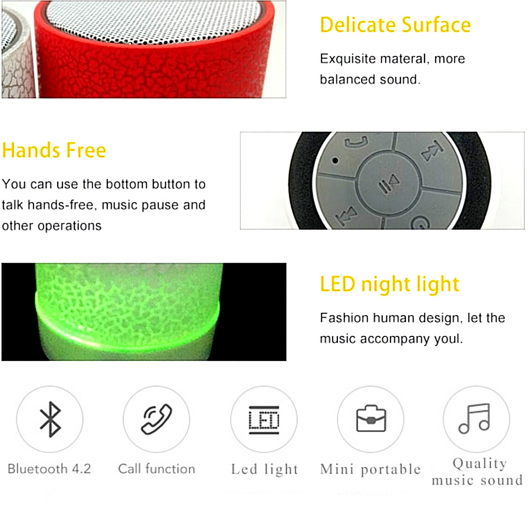 Bocinas Bluetooth Parlantes Portables Recargables Altavoz Portatil con Luz Led