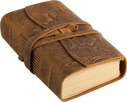 Leather Journal Writing Notebook Unlined Paper 400 Kraft Pages Vintage 7x5