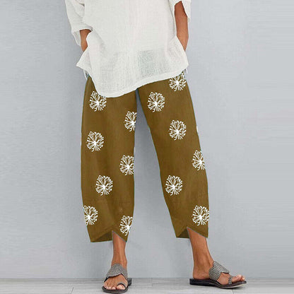 Trousers Pants Harem Elastic Waist Baggy Cotton Summer Linen Casual Wome /