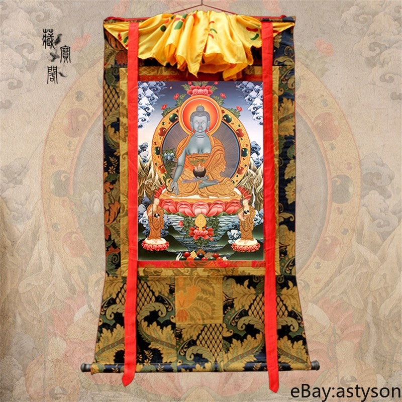 Hand-drawn Tibetan Buddhism Medicine Buddha Thangka