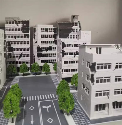 Railway Scenery City Ruin Building Abandoned Tall Office Scenes Model Toy
