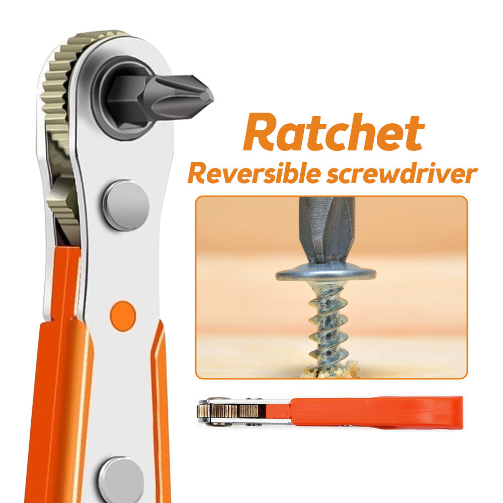 Ratcheting Right Angle Screwdriver Hex Drive 90 Degree Offset + 10pc Bits Set!