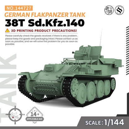 SSMODEL SS144727 1/144 Military Model Kit German 38T Sd.Kfz.140 Flakpanzer Tank