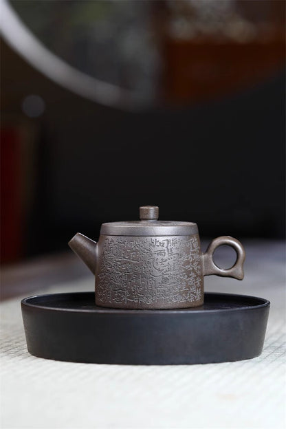 220cc chinese Yixing Handmade Zisha teapot GuTong Clay FangTan Gongfu Tea Pot