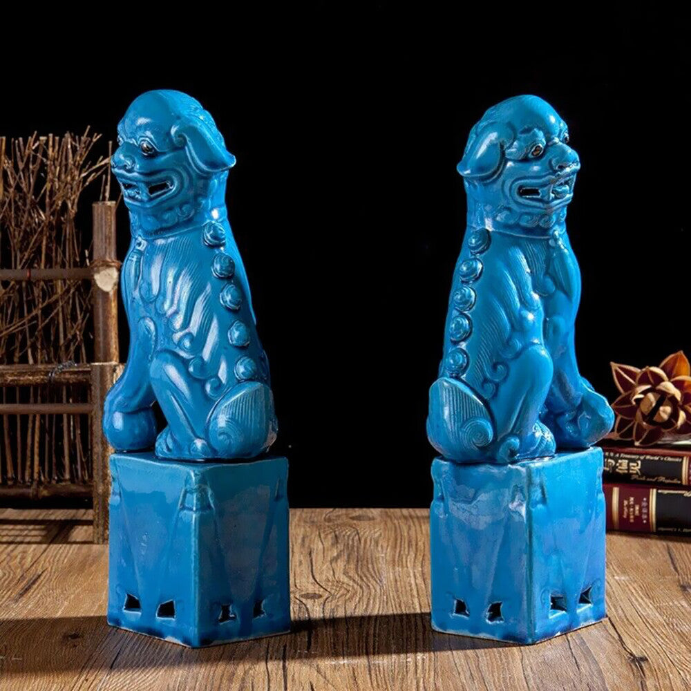 Pair Fu Dogs Buddha Dogs Guardian Lions Ceramic Sculpture Home Design