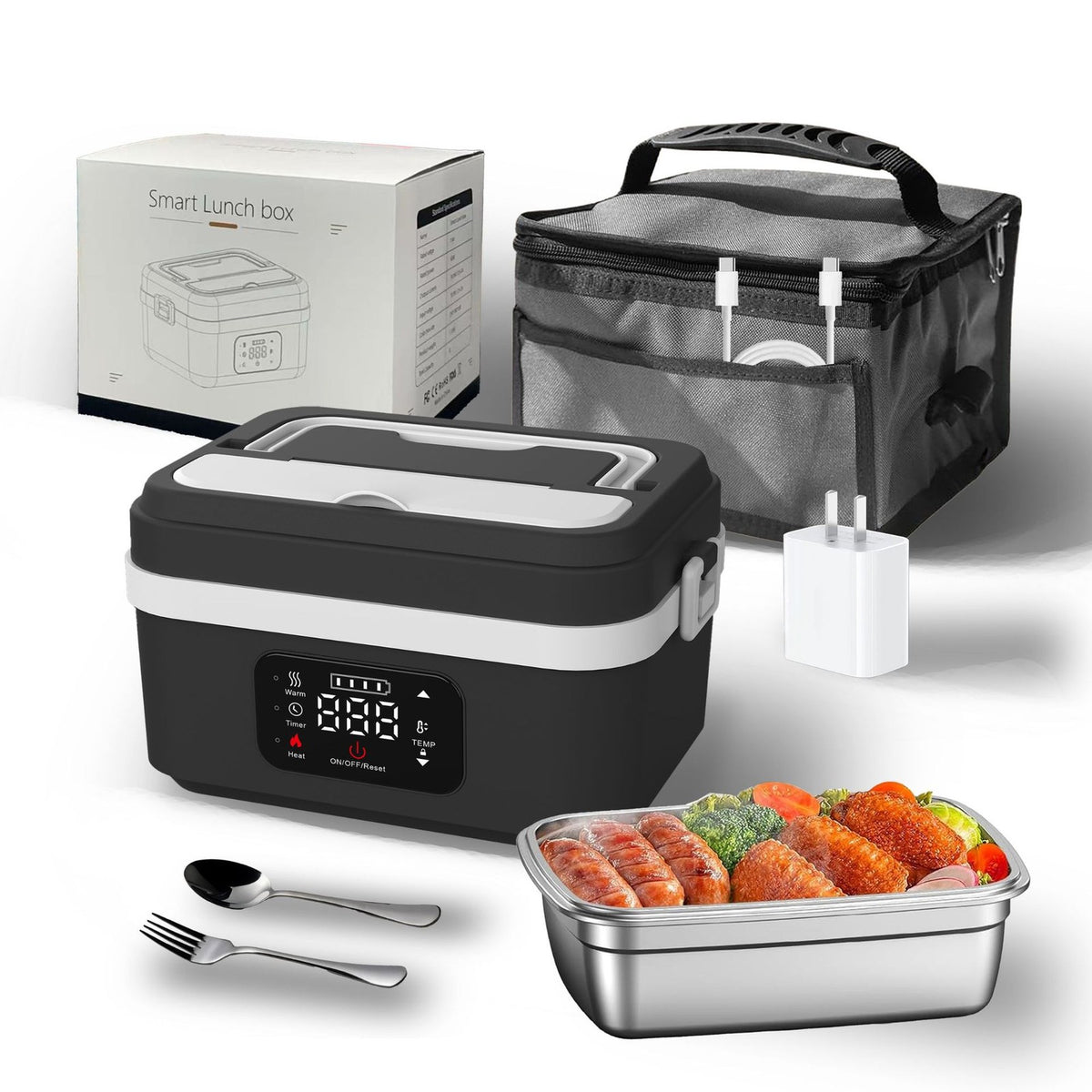Cordless Electric Lunch Box for Adults, Rechargeable Self-Heating Food Warmer
