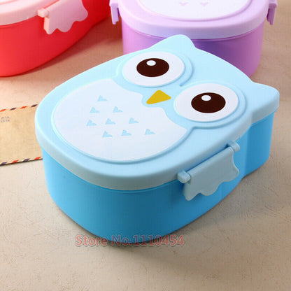 Children Bento Box Cartoon Owl Lunch Meal Box Tableware Microwave Oven Portable