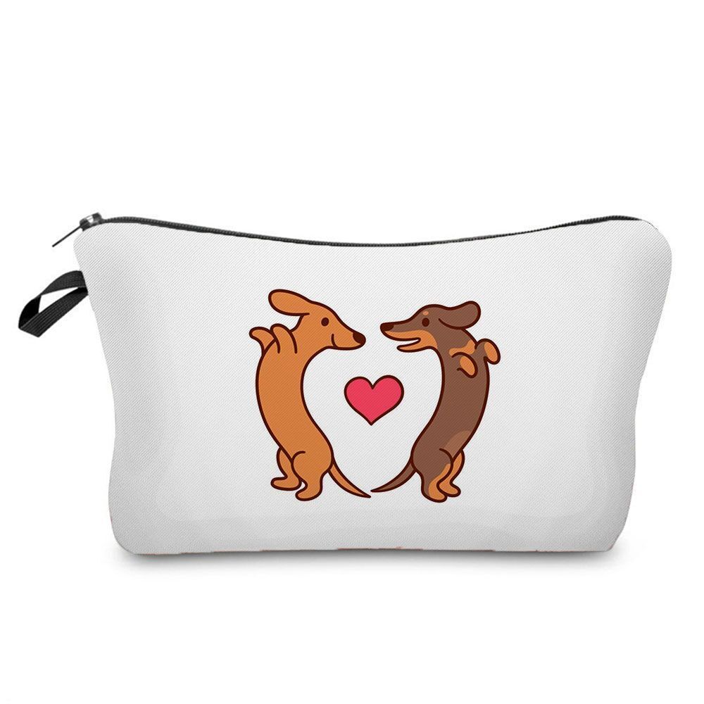 Cute Printed Cosmetic Bags Travel Storage Pouch Reusable Makeup Purse Polyester