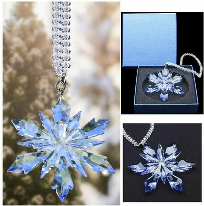 Crystal Ornament Edition Christmas Glass Snowflake Decor Pendant,Blue