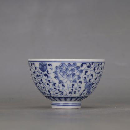 Jingdezhen Chai Yao Blue White Entangled Lotus Teacup -