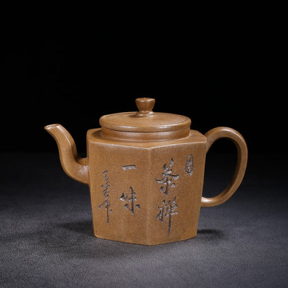 Chinese Yixing Zisha Clay Handmade Exquisite Teapot（六方 底款：友兰秘制）