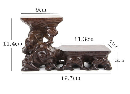 Wood Carved Fishbowl Pot Stone Statue Bonsai Vase Rack Display Base Decor