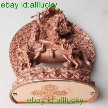 10cm Exquisite Red Copper Carving Tibet Buddhism Palden Lhamo Statue