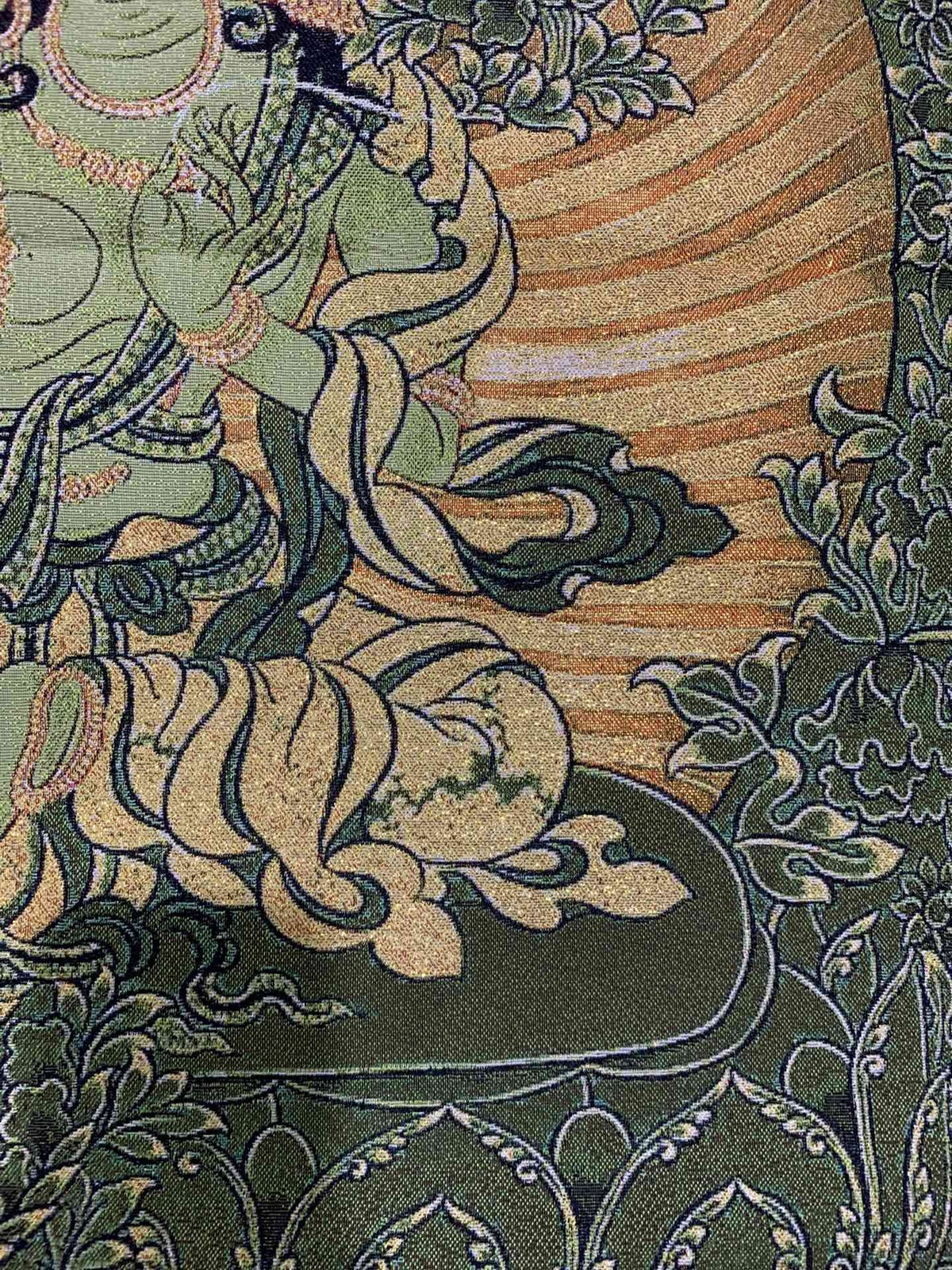 36"Tibet Tibetan Cloth Silk Buddhism Green Tara Guanyin Tangka Thangka Mural 075