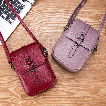 Womens Small Crossbody Bag Genuine Leather Vintage Shoulder Bag Cell Phone Purse