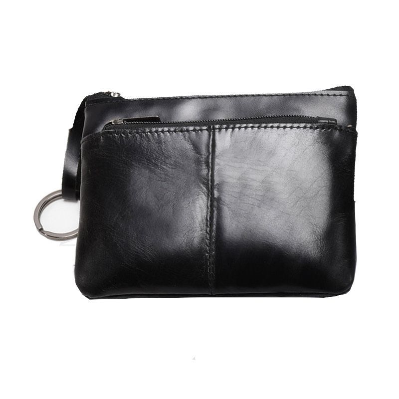 Genuine Leather Wallet Zipper Pouch Short Small Money Bag Coin Purse Card Holder