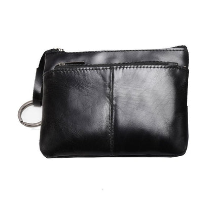 Genuine Leather Wallet Zipper Pouch Short Small Money Bag Coin Purse Card Holder