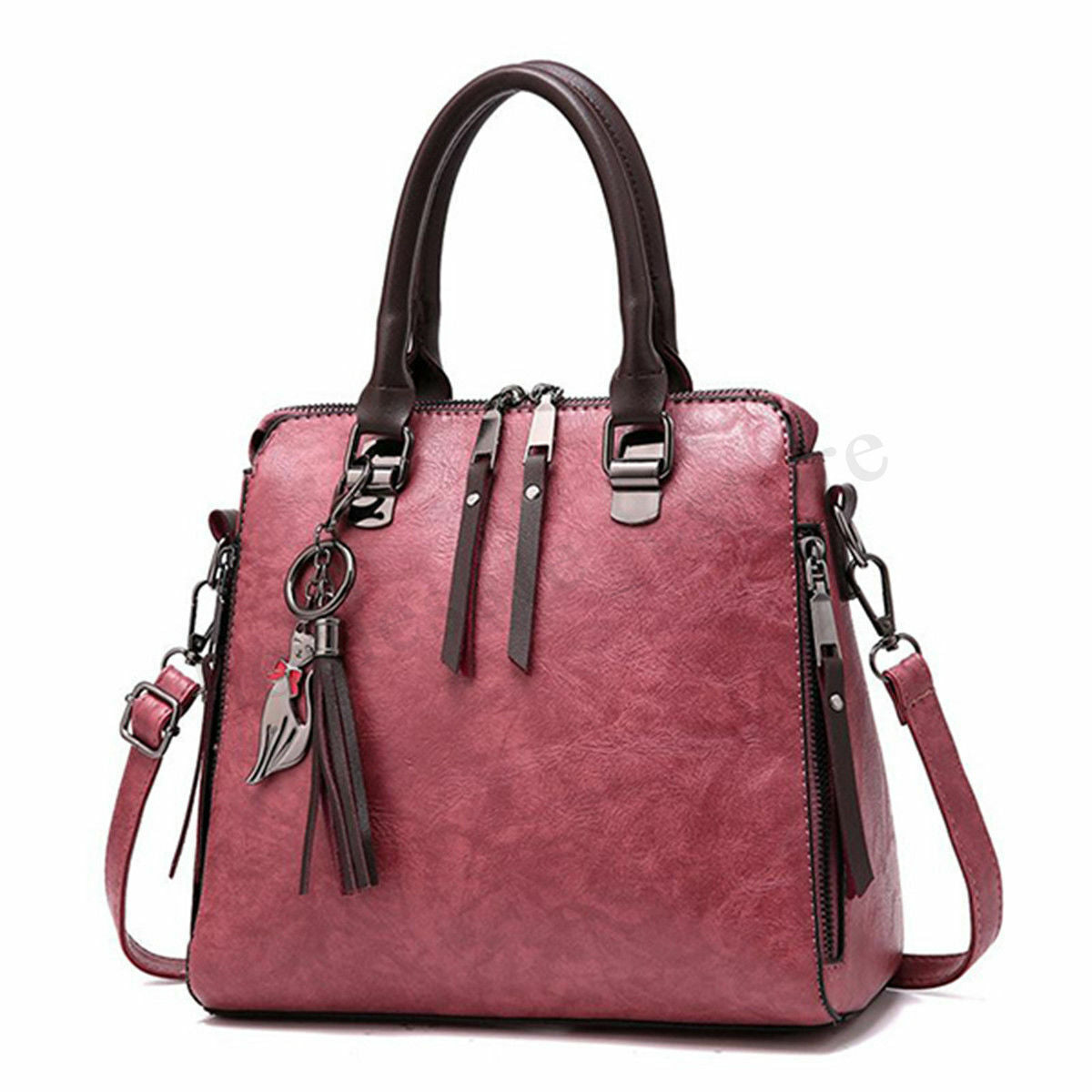 Womens Ladies Casual Retro Oil Leather Handbag Crossbody Bag Tote Shoulder Purse
