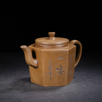 Chinese Yixing Zisha Clay Handmade Exquisite Teapot（六方 底款：友兰秘制）