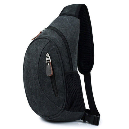 Men Canvas Small Sling Bag Zipper Outdoor Military Waist Pack Sling Chest Bag