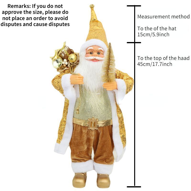 Christmas Ornaments 30-45cm Large Santa Claus Dolls Standing Figurine Home Decor