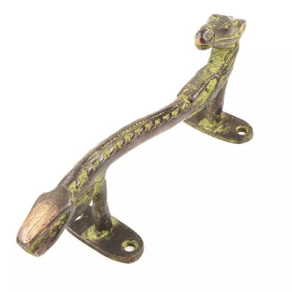 Set of 2 Antique Look Green Patina Brass Tribal Horse Door Handle