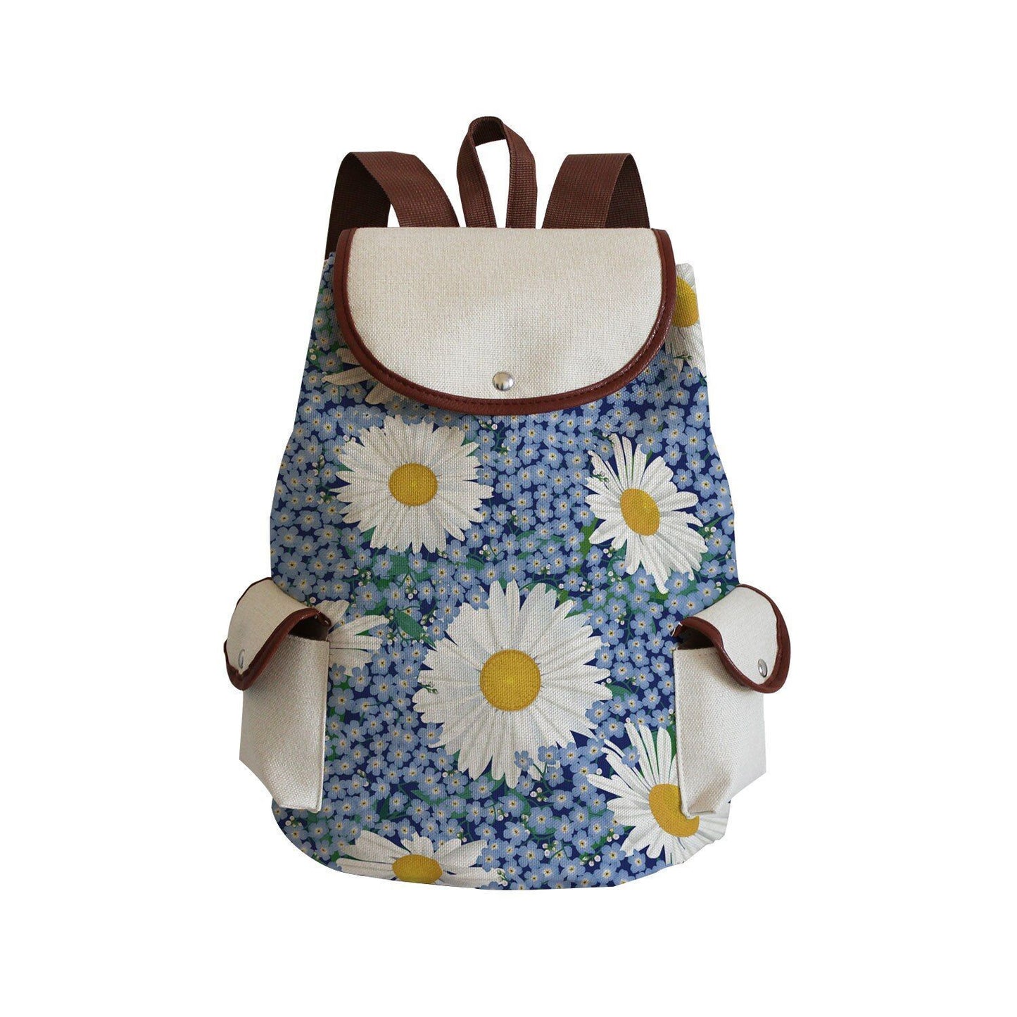 Vintage Drawstring Backpacks Large Practical Portable Linen Shoulders Bags 1 PC