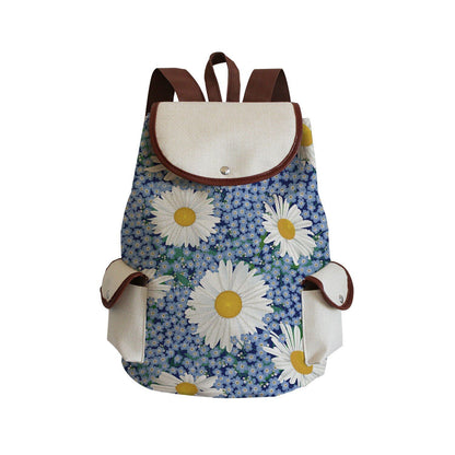 Vintage Drawstring Backpacks Large Practical Portable Linen Shoulders Bags 1 PC