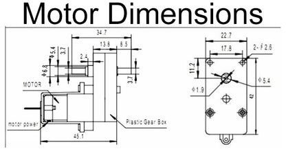 Pair of 65mm Wheels, Motors, and Encoders for Robotics Projects, 135rpm @6V