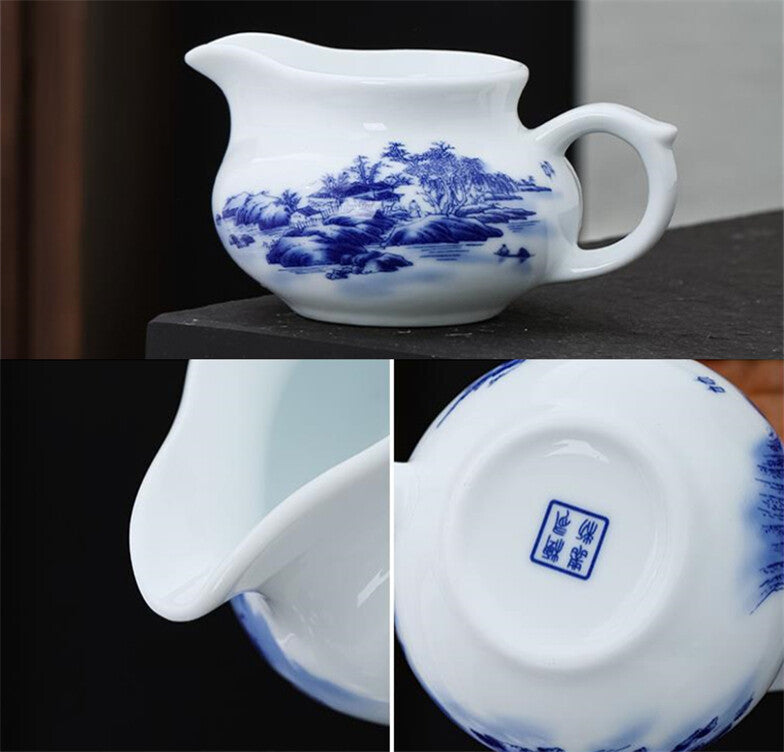 Blue-and-white Porcelain Tea Set Chinese Ceramic Tea Pot Gaiwan Matching Tea Cup