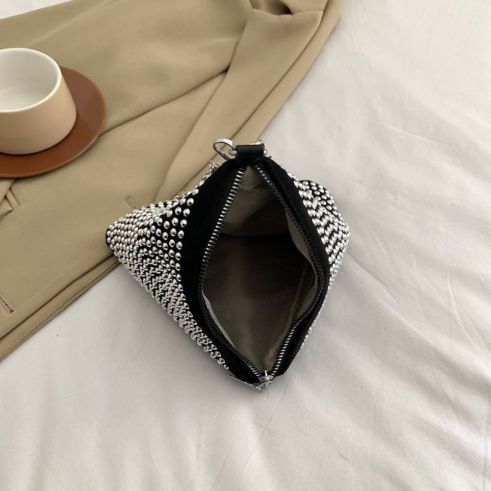Shoulder Bag Pillow Crossbody Bags Shiny Triangular Big Zipper 19*17*16cm White