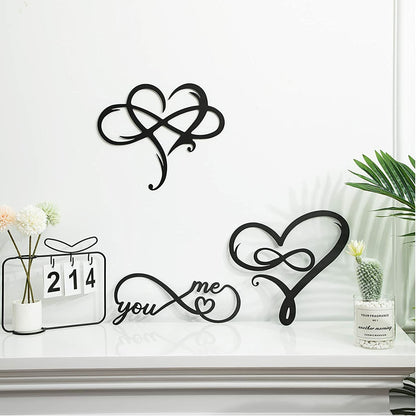 3 Pieces Infinity Heart Wall Decor Love Wall Metal Sign Heart Shaped Wall Art