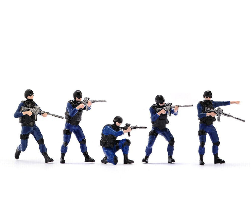 1/64 Anti-explosion Police SWAT Team Dolls Scene Figure Model For Cars Vehicles