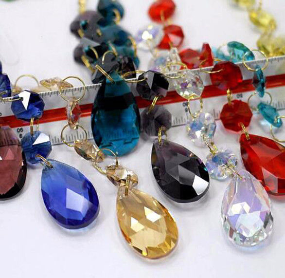 10PCS 38MM Colorful Teardrop Glass Chandelier Crystal Prisms Wedding Decoration