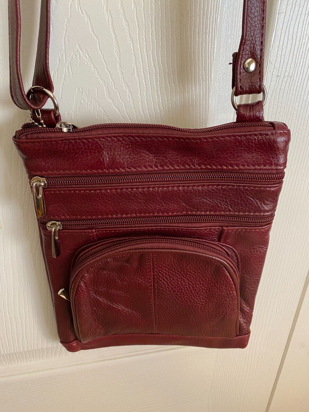 14 COLORS - Roma Leathers 6 Compartment 100% CROSSBODY LEATHER BAG 9.5" X 7.5"