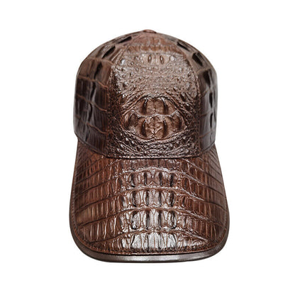 Black 100% Real Alligator Crocodile Skin Leather hat handmade Adjustable hat Cap